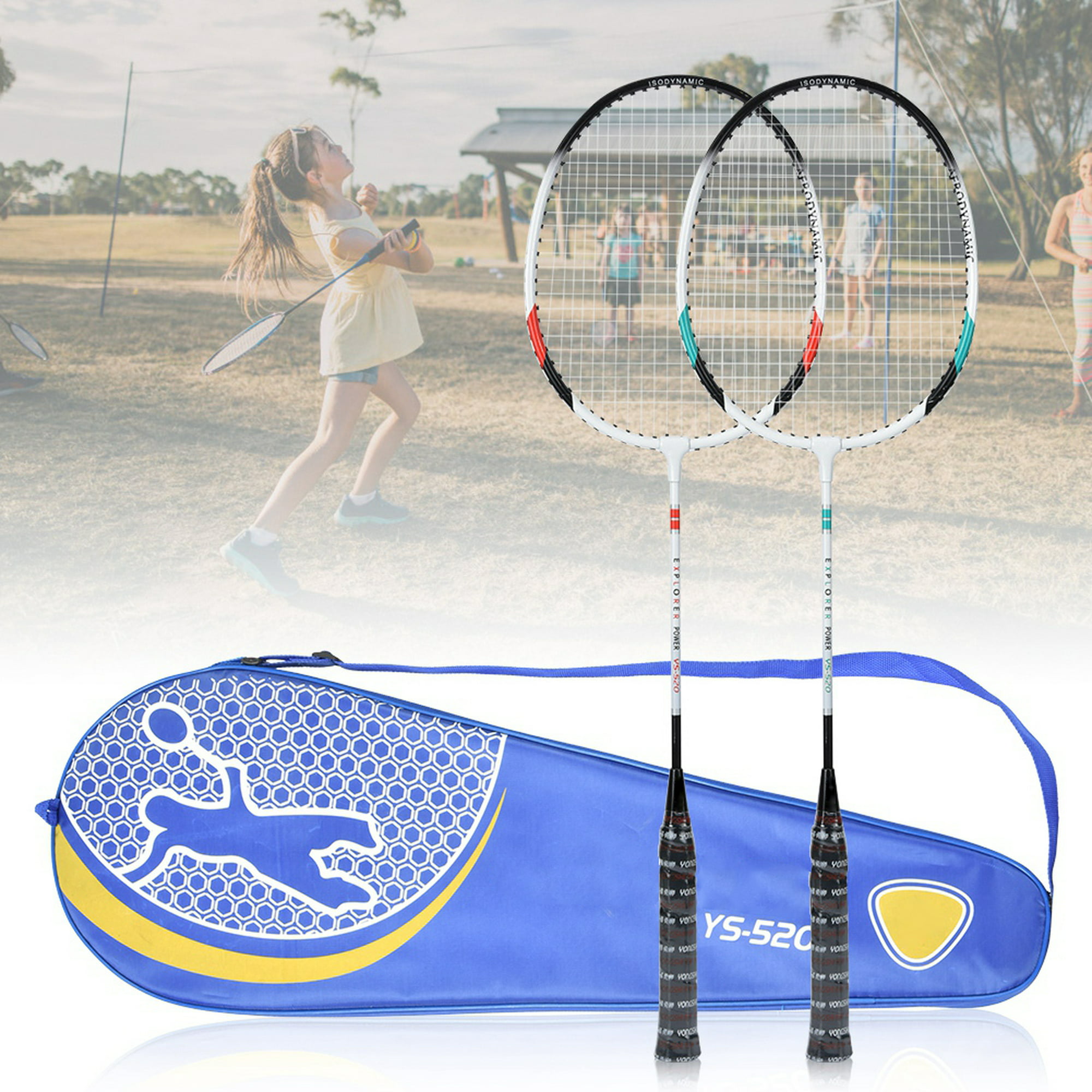 Badminton Racket, Purple Ferroalloy Durable Practical Badminton Racquets 2  Pcs Skidproof Handle for Gym