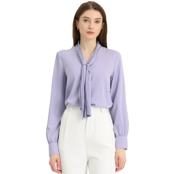 Ropa oficina mujer Blusa Elegante De Oficina De Trabajo Para Mujer, Camisa  Plisada Con Cuello De Laz Unique Bargains Blusa