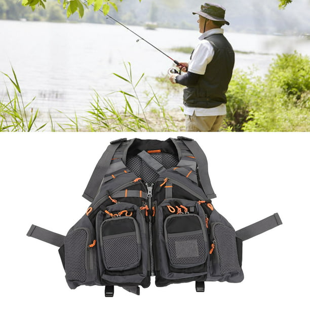 Chaleco de pesca de malla, múltiples bolsillos ajustables para hombres y  mujeres, para exteriores, trucha, lubina, equipo de pesca | Chaleco de
