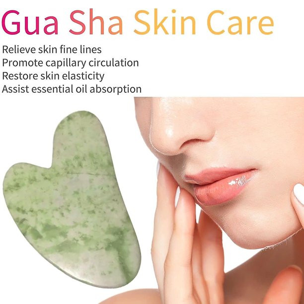 Rodillo Masaje Facial De Jade + Gua Sha Rejuvenece Kit