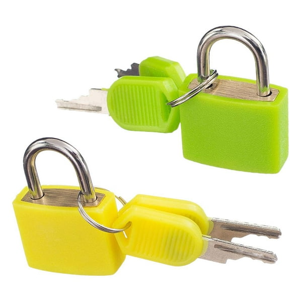 2 uds Mini con llave pequeño para maleta amarillo verde perfke Candado de  latón