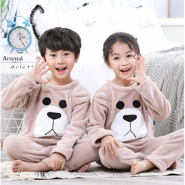 Pijamas de moda para bebés y niños, ropa de lana Coral para el hogar,  pijamas de