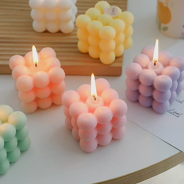 2 velas de burbujas, velas de cera de soja en forma de cubo, velas  perfumadas decorativas, velas estéticas para decoración de dormitorio y  baño
