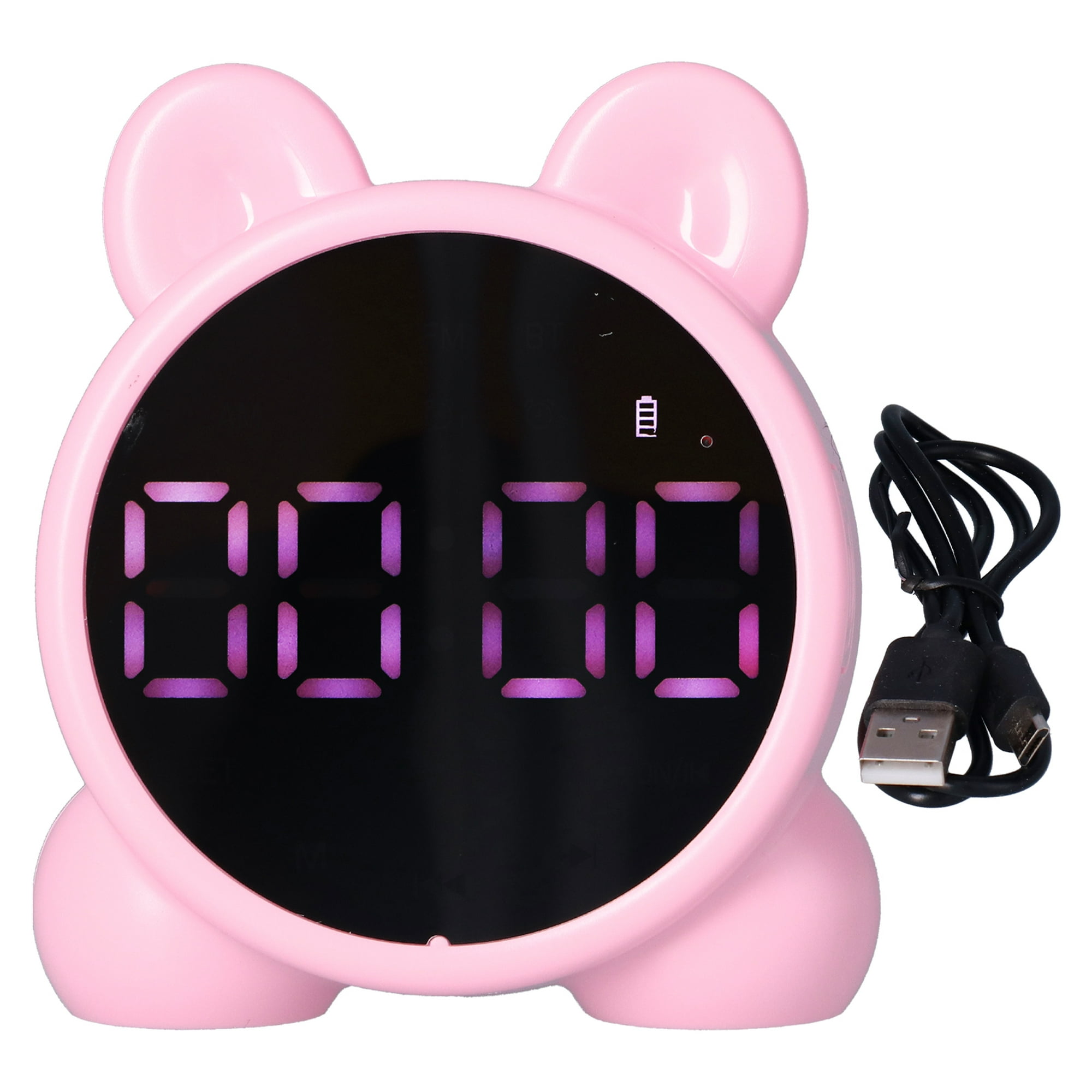 RV (Rosa Púrpura) Reloj Despertador para Niños Números Luminosos, Reloj  Despertador LED Luz Nocturna, Mañana y Noche Niños Volumen Ajustable  Posponer USB Recargable Reloj Despertador Luz Nocturna oso de fresa  Electrónica