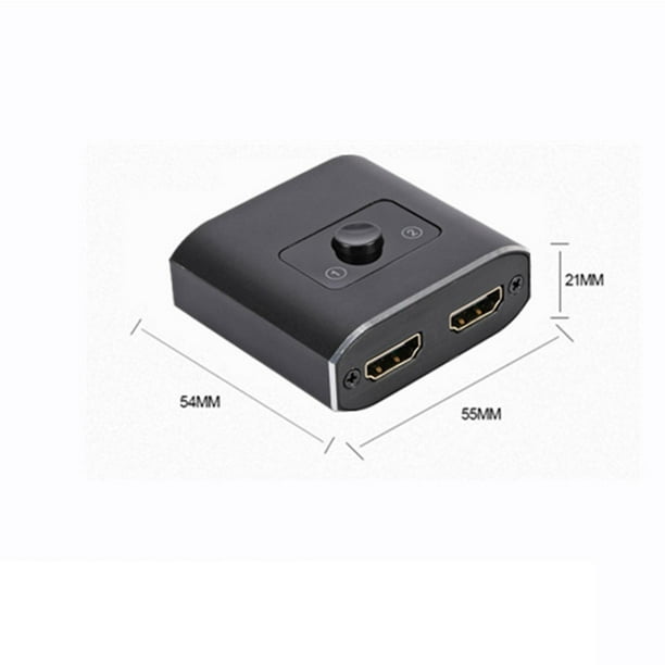 Interruptor HDMI 4 K a 60 Hz, interruptor HDMI bidireccional de aluminio  GANA 2 en 1 salida, concentrador HDMI manual compatible con HD compatible  con