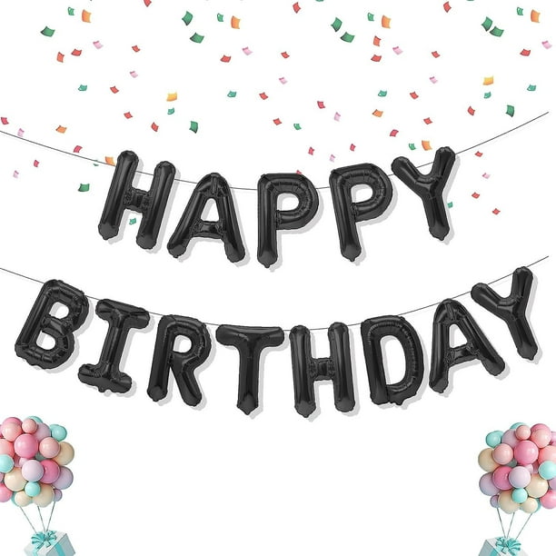  Globos negros de feliz cumpleaños de 16 pulgadas, letras de  aluminio, decoraciones de fiesta de cumpleaños : Juguetes y Juegos