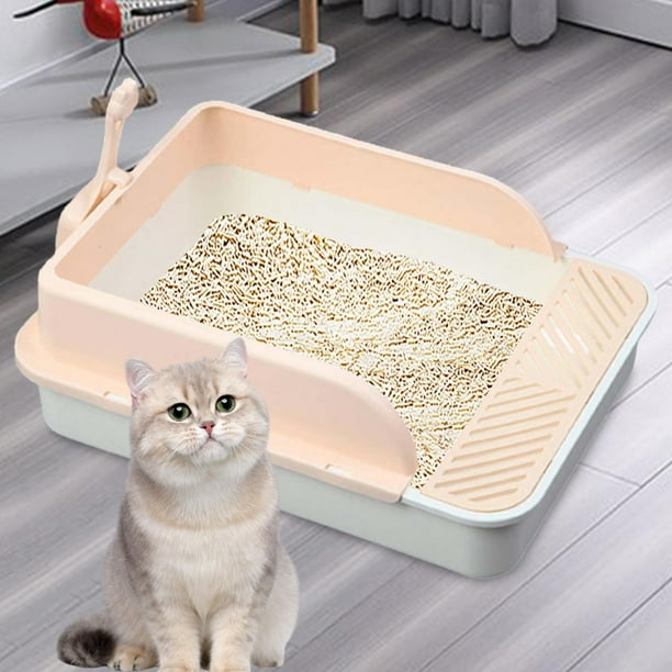 Caja de arena para gatos, orinal para gatos, arenero para gatos,  resistente, semicerrado, Color L Yuyangstore Bandeja de arena para gatos