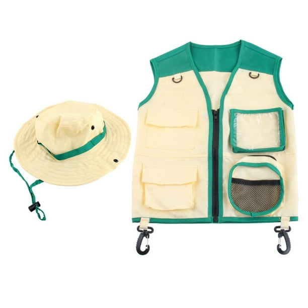 Kit de aventura al aire libre para niños Chaleco de carga Sombrero Set  Cómodo Explorador Disfraz Juego de rol Ropa de juguete