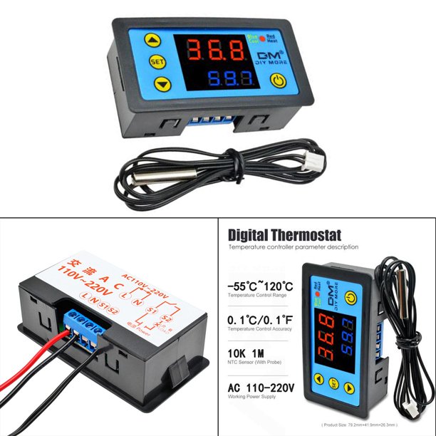 Controlador digital de temperatura W3230 DC 12V 24V 220V LCD temporizador  digital DC interruptor de termostato digital medidor de monitoreo con