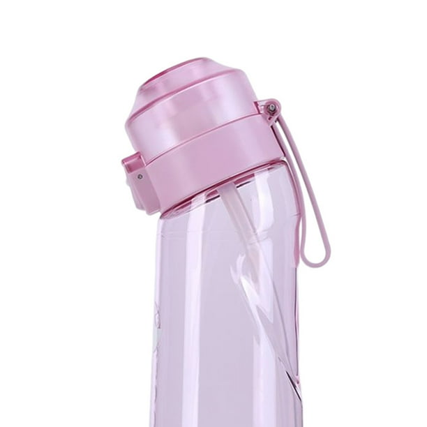 Botella de agua con sabor de 650 ml con pajita para beber más taza  reutilizable de agua (rosa) Likrtyny