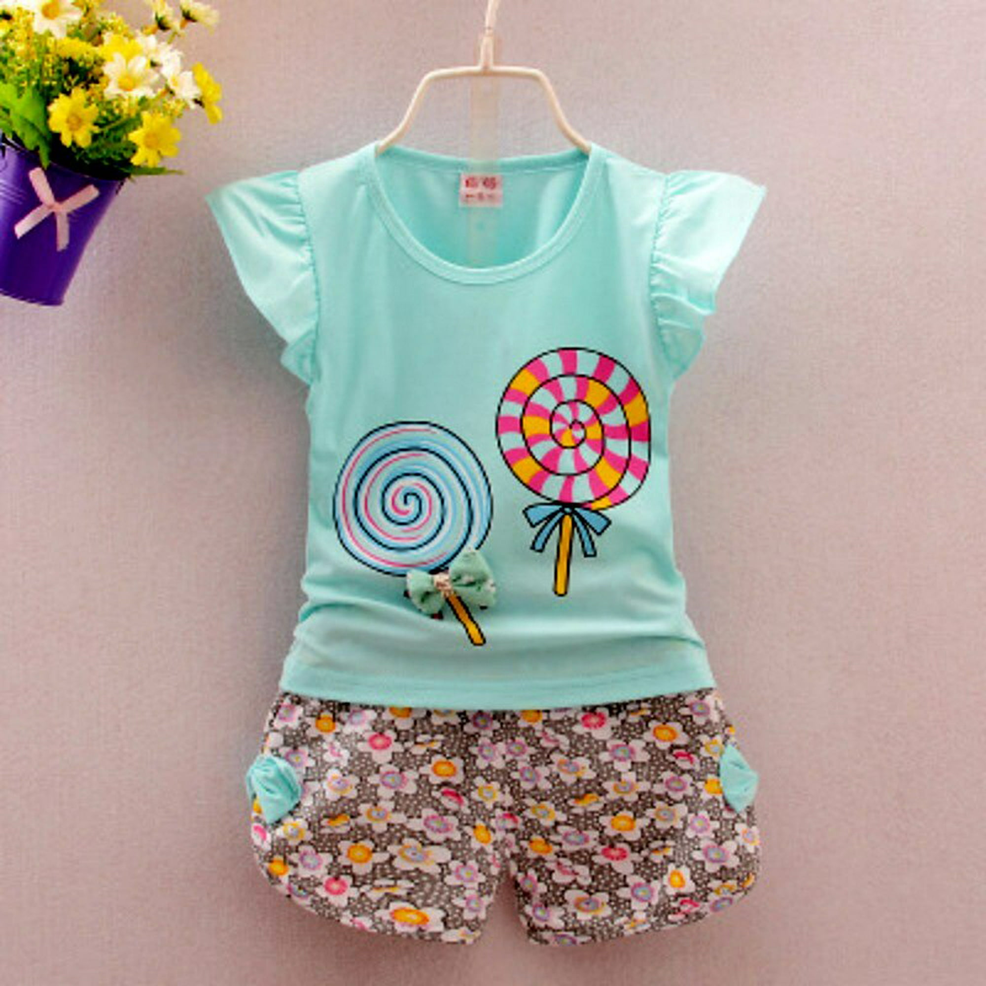 Conjuntos de ropa de verano para niñas pequeñas, ropa de moda de Color  sólido sin mangas para niños, trajes para niños, ropa para niños6 Gao  Jinjia LED
