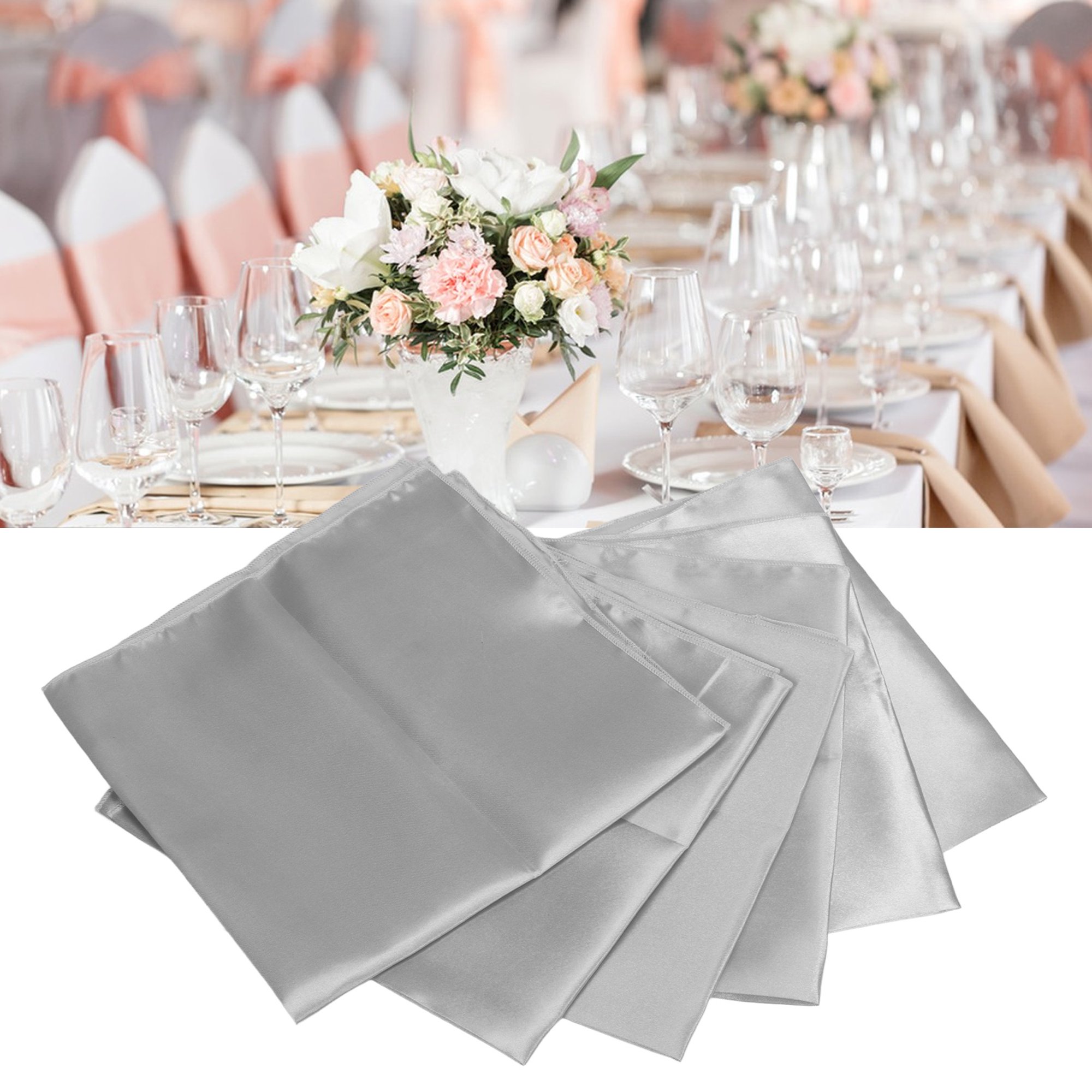  VACVELT Paquete de 50 servilletas de satén doradas de 20 x 20  pulgadas, servilletas de boda a granel, elegantes servilletas decorativas  de mesa cuadradas, servilletas de tela de satén sedosa para