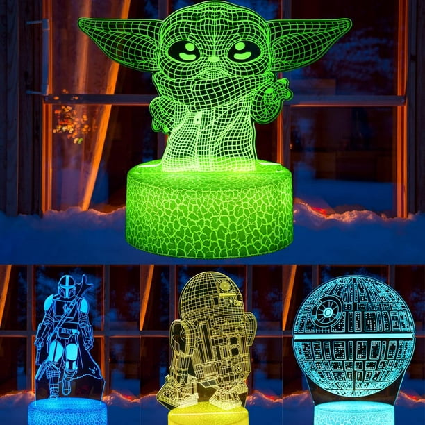 Thsinde Star Wars Yoda 3D Night Light para niños 4 patrones y 16 colores  control remoto para dormitorio decoración del hogar Star Wars regalos para  niños niñas Star Wars Fan ACTIVE Biensenido