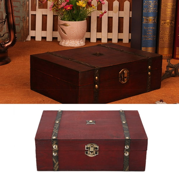 Bandeja decorativa caja de madera vintage 39,5 × 23