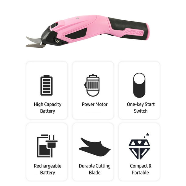 Pink Power - Tijeras eléctricas de tela para manualidades, costura