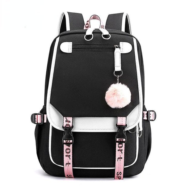 Mochila escolar para niños de 6 a 12 años / Conjunto de mochila escolar  para niña Mochila escolar linda con lazo rosa negro Mochila escolar Kawaii  Mochila ASingle Small Black