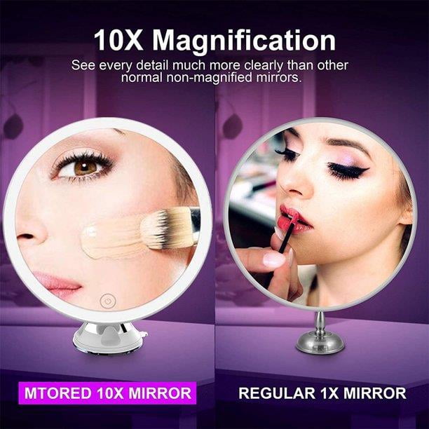 Wonder Pro WP Espejo de Aumento con Luz LED y Aumento X5, Espejo de  Maquillaje con Ventosa y Brazo Flexibe para baño