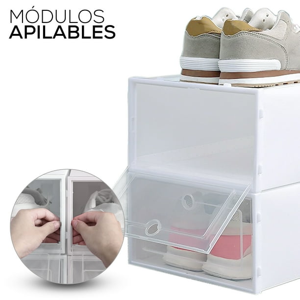 Cajas Organizadoras para Calzado Zapados Tenis Zapatillas Zapatera Apilable  Color Blanco Practiksa Kit de 6 piezas
