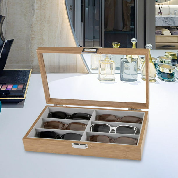 Expositor de madera y metal para 4 pares de gafas