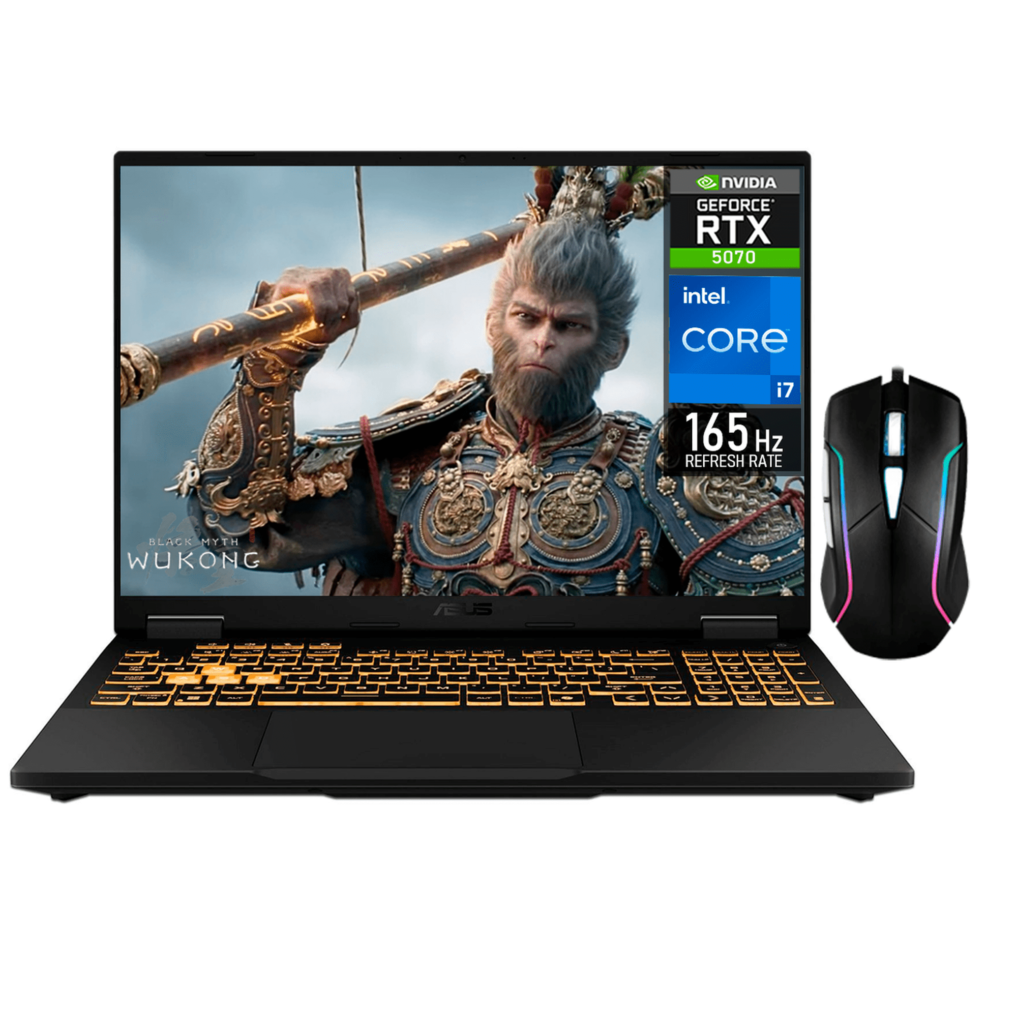 Laptop gamer asus tuf f16 nvidia geforce rtx 5070 8gb intel core i7 14650hx 32gb ddr5 ssd 1tb 16 fhd+ 165hz teclado ingles mouse