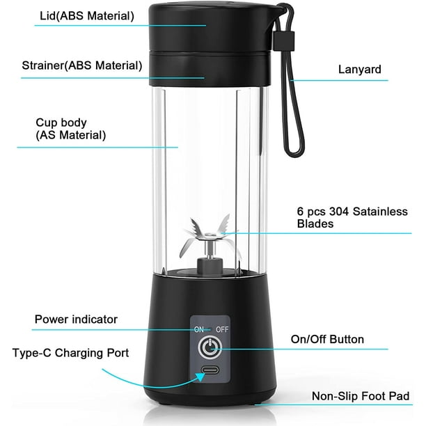 RV Licuadora de seis cuchillas de 380 ml Mini licuadora portátil