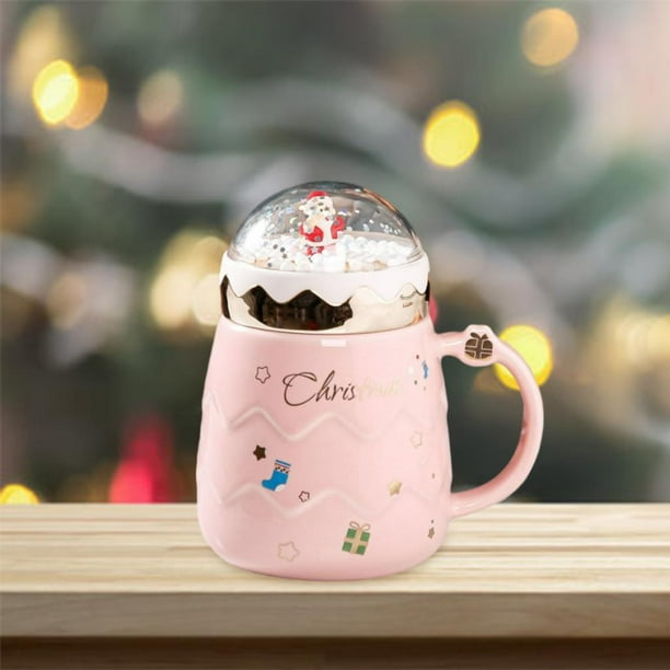 401-500ml taza de café Santa Claus taza de té con tapa regalos de año nuevo  Rosado perfke Tazas de cafe