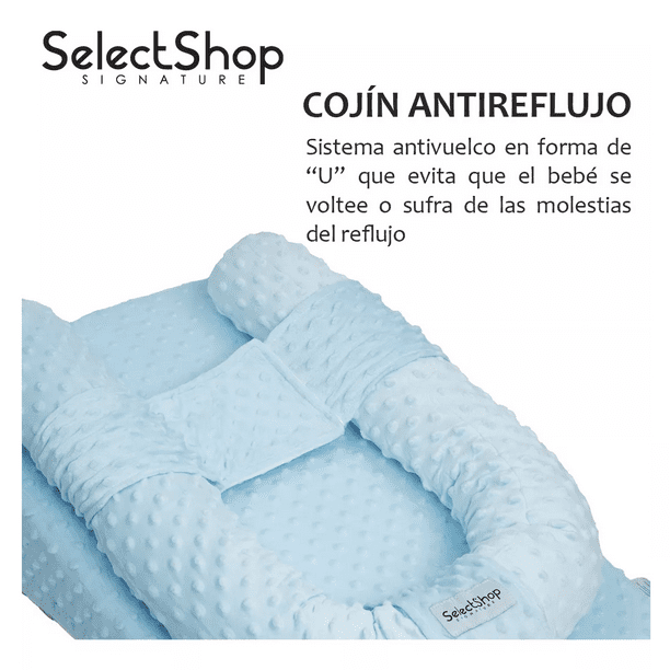 Cojin Antireflujo Colchón Para bebe Cuna Azul