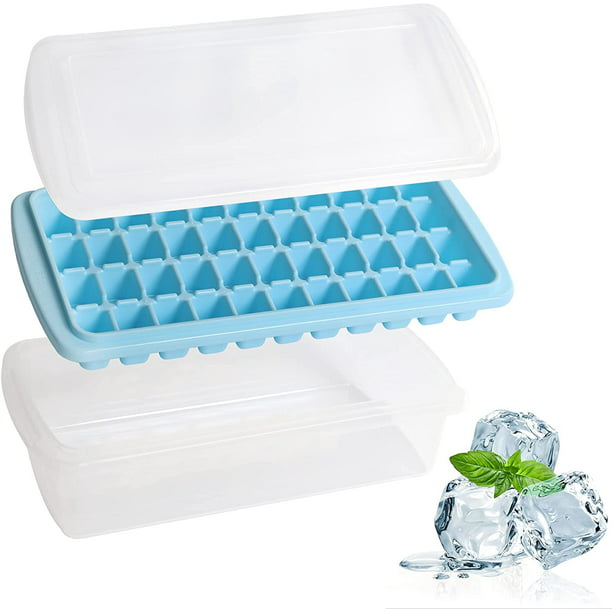 Cubitera con tapa y recipiente  36 cubos de hielo de silicona Bandejas  flexibles y seguras para cubos de hielo Viene con un cubo de hielo, una  pala y una tapa Adepaton