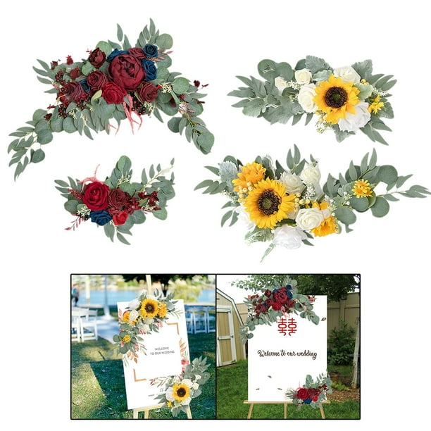 boda artificial flores arreglo guirnalda puerta umbral flor Floral Swag  para el hogar telón de fondo decoración de Amarillo Macarena Flores de arco  de boda