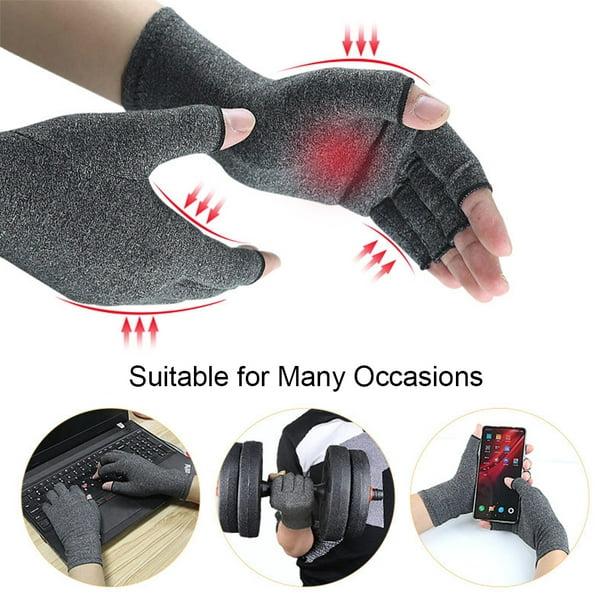 Janmercy 3 pares de guantes de compresión para artritis, costuras  exteriores, guantes de compresión sin dedos para mujeres y hombres,  hinchazón del