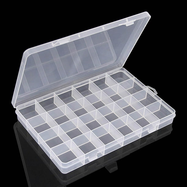 Caja organizadora de plástico 24 rejillas, caja divisora de 24  compartimentos, contenedor de almacenamiento para anillos de joyería de  Sunnimix