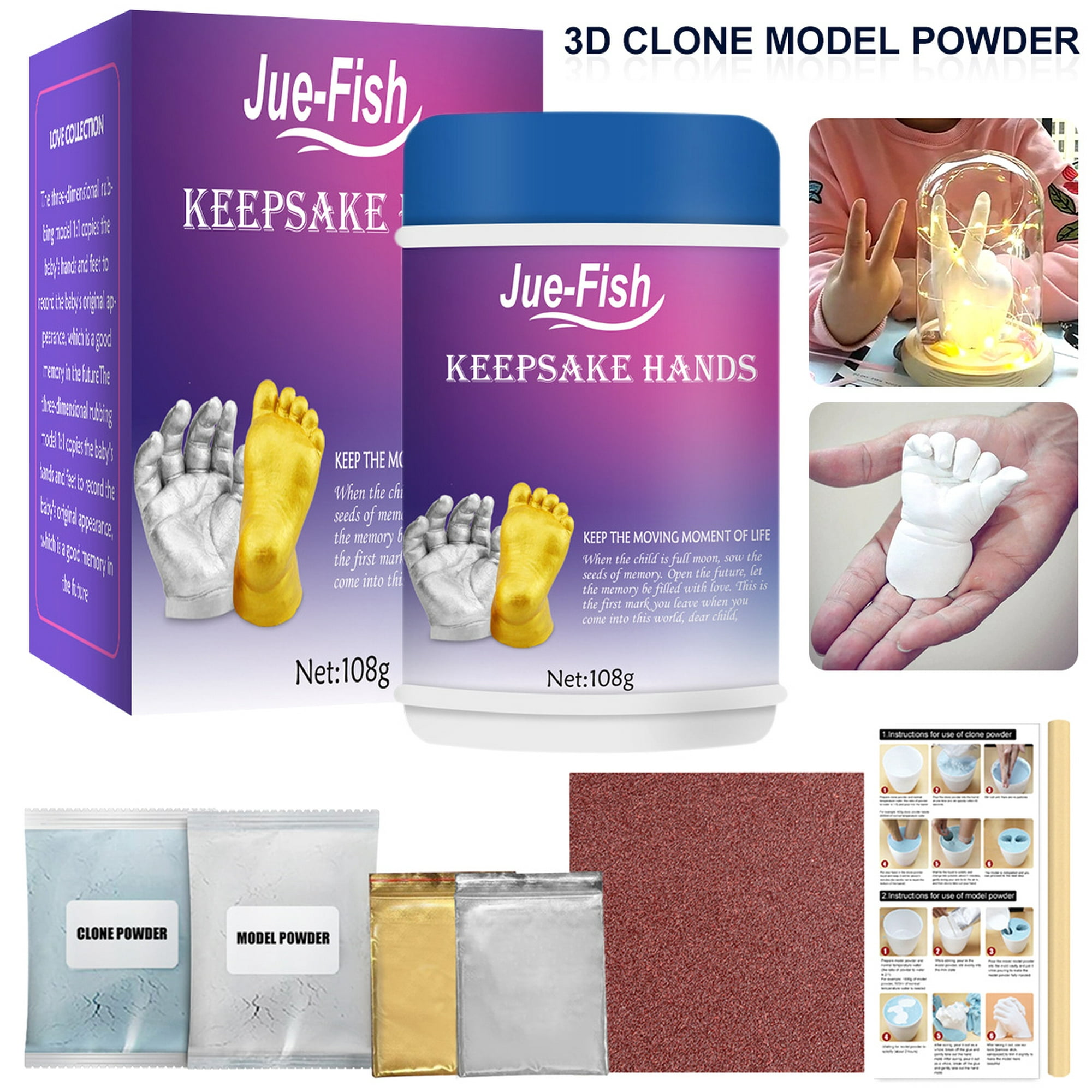 Comprar Kit de fundición de moldes de manos 3D, 50g, modelo de polvo  clonado, modelo de mano de pareja para el Día de San Valentín, juego de  modelo de huella de pie