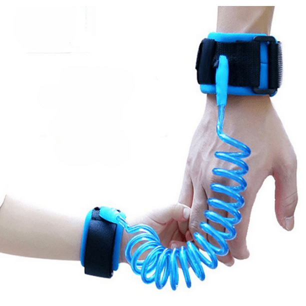 Muñequera antipérdida, cadena reflectante azul para la muñeca con bloqueo  infantil de 6.56 pies.