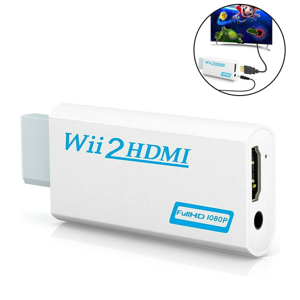 Adaptador convertidor Wii Hdmi, conector Wii a HDMI, salida de vídeo, audio  de 3,5 mm, compatible con todos los modos de visualización de Wii Ormromra  221465-1