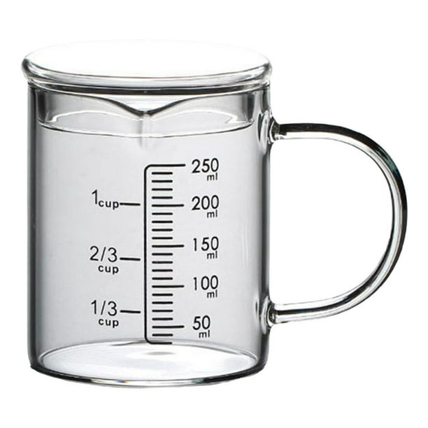 Vaso medidor de vidrio doble boquilla: jarra de vidrio pequeña para café  con asa, jarra de crema de 0.5 fl oz, jarabe, vendedor, utensilios de  cocina