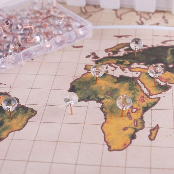 Chinchetas para marcar mapas, 100 piezas de chinchetas, chinchetas  decorativas para mapas, chinchetas para mapas, diseño fácil de usar