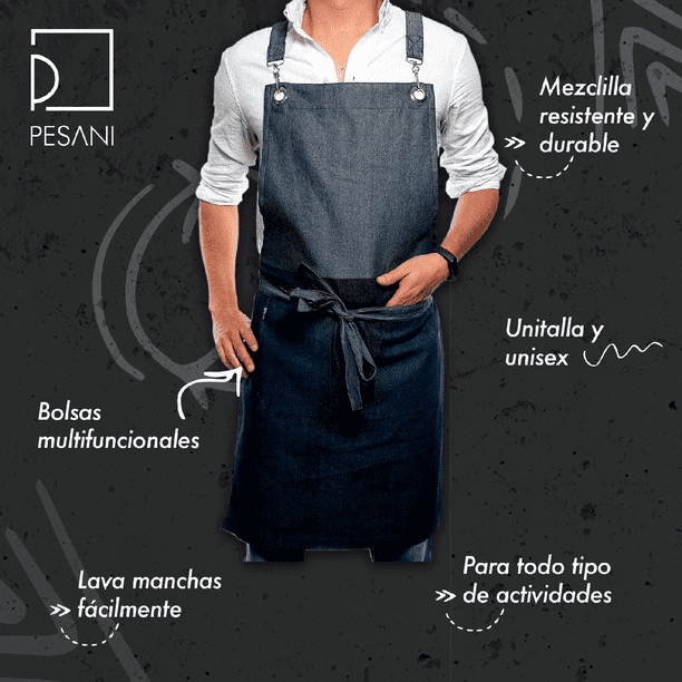 Mandil Delantal Cocina Decoración Chef Ajustable, Unisex