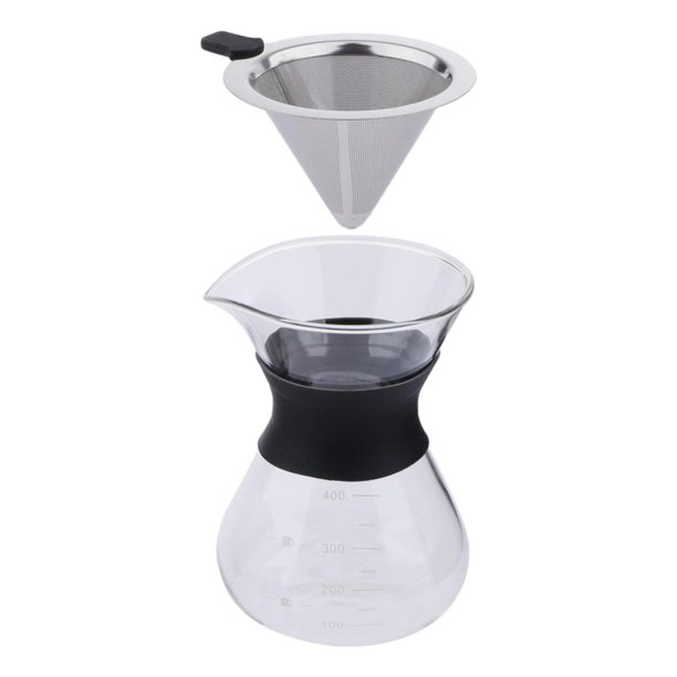 Cafetera 400ml de vidrio con filtro de acero inoxidable - Café Caribe