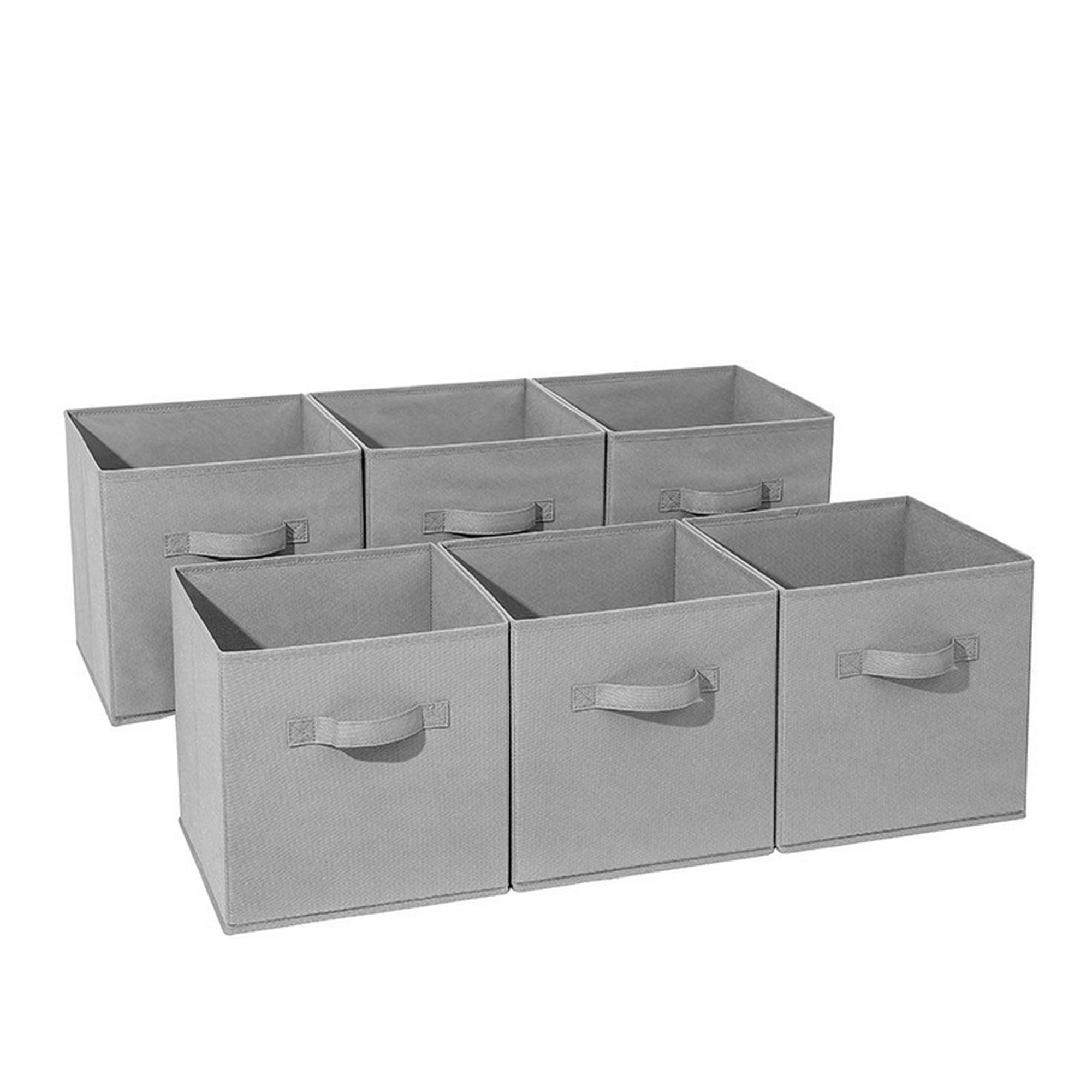   Basics Cajas organizadoras de almacenamiento de cajones  de tela, juego de 6, color gris : Hogar y Cocina
