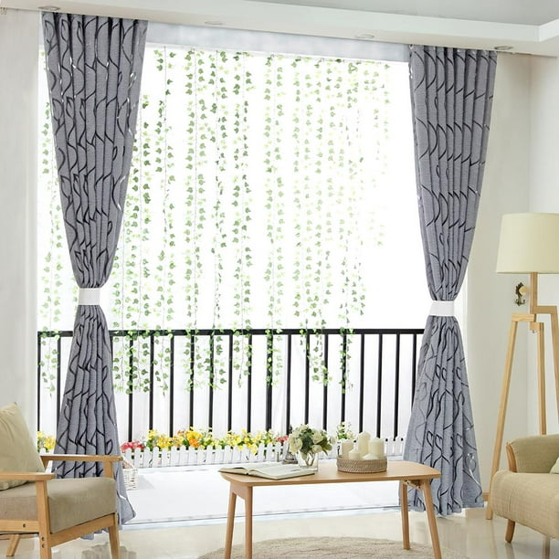 2 uds cortina semiopaca decoración de ventana de partición de hoja de vid  Simple (gris) Likrtyny Oficina Multiescena Multifunción