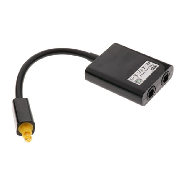 Adaptador de divisor de audio óptico digital Toslink de doble puerto Cable  de audio Cable de audio de fibra óptica 1 en 2 salidas (negro)