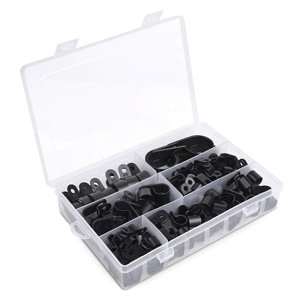 Abrazaderas de plástico P Clipcs R negro para fijación de tubos