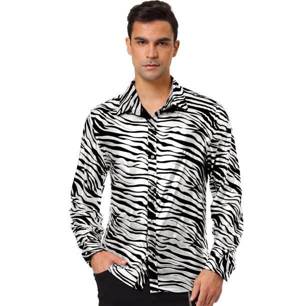 Camisa De Manga Larga Casual Con Botones Para Hombre Con Estampado