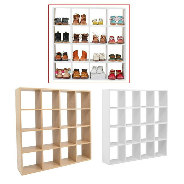 Estante de almacenamiento de madera para muebles en miniatura, 16 estantes  de rejilla, accesorios para casa de muñecas 1:12, estante de exhibición