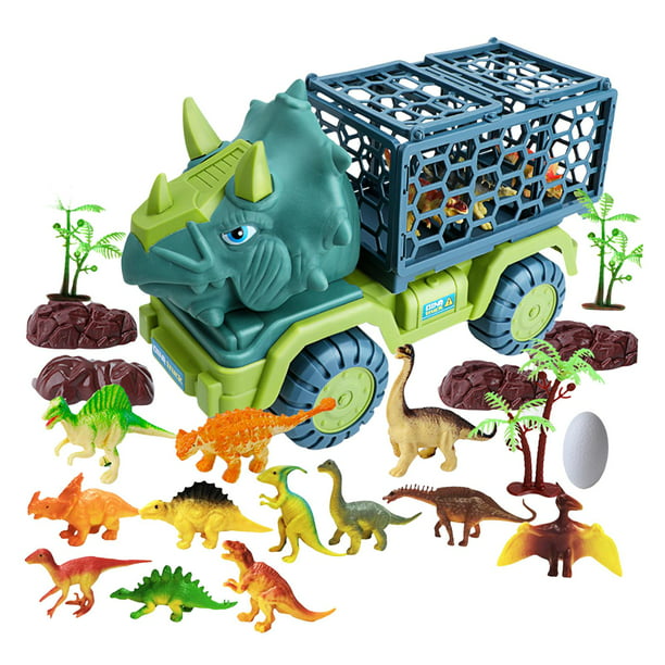 Juguetes de camiones de dinosaurios para 3-5, camión de transporte de  dinosaurios con figuras de dinosaurios, regalo de cumpleaños de coche de  dinosau