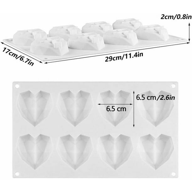 Moldes de silicona 3D para chocolate, 8 cavidades, molde para pastel de  mousse, moldes de silicona con forma de corazón 3D para chocolate, mini