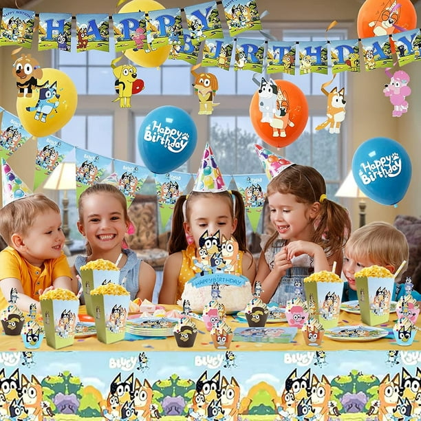  Valueballoon - Ramo de globos para fiesta y regalos de 6º  cumpleaños BLUEY & BINGO, incluye tabla de helio, suministros de decoración  de fiesta de cumpleaños, cachorro, perro, azul : Juguetes