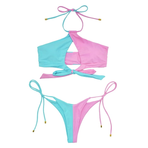 Gibobby traje de baño mujer Mujeres waisted Bottoms Bikini para  adolescentes Mid Swim a prueba de fugas fondo menstrual Swimswears tankinis  set(Rosa caliente,CH)