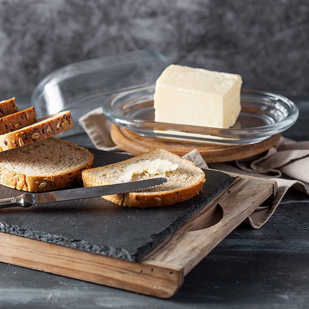 QWERF 4 recipientes de queso en rodajas para refrigerador con tapa  abatible, caja de almacenamiento de rebanadas de queso con bloque de  mantequilla