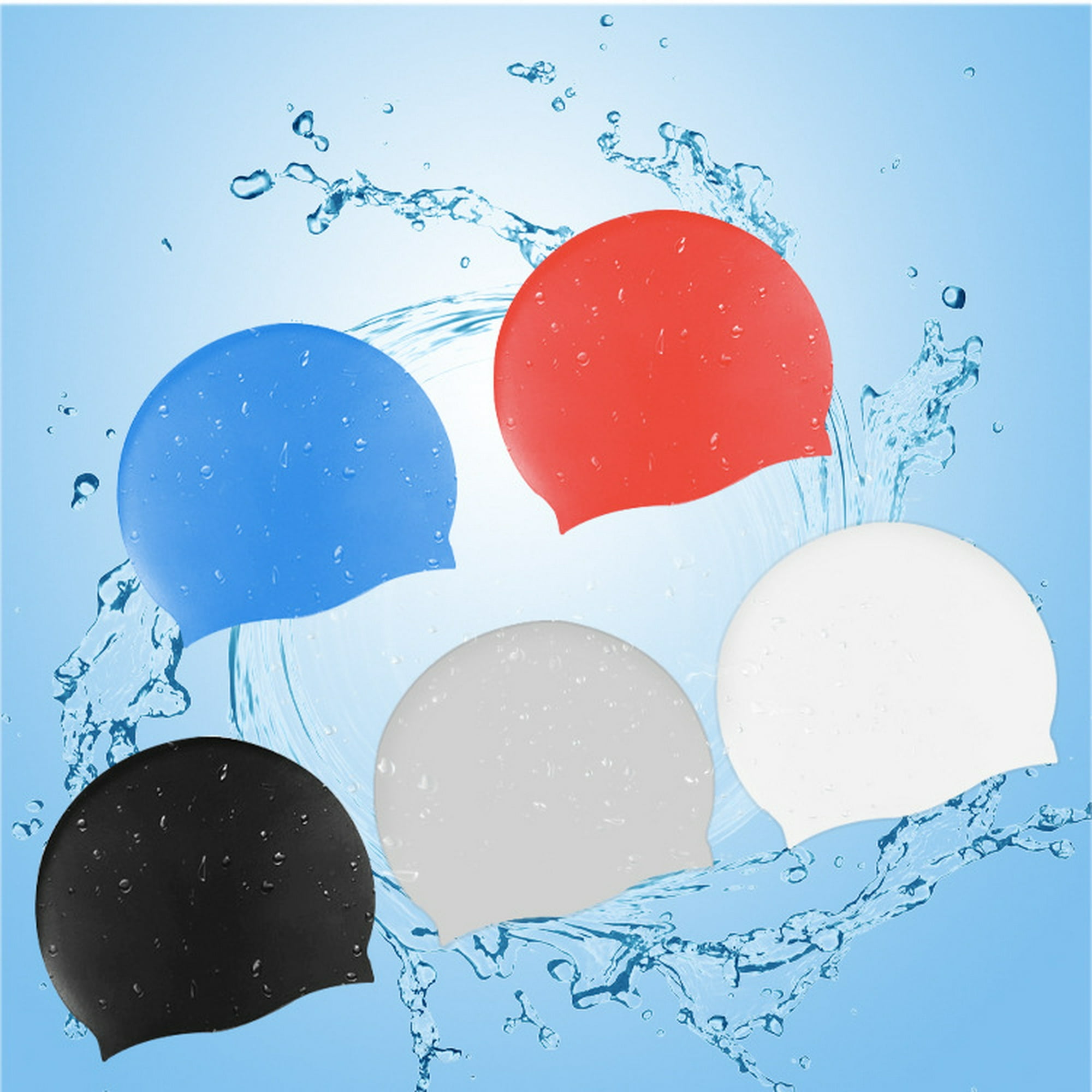 Gorro de natación de silicona, gorro de baño cómodo, ideal para cabello  rizado, corto, medio largo, gorro de natación para mujeres y hombres,  gorros